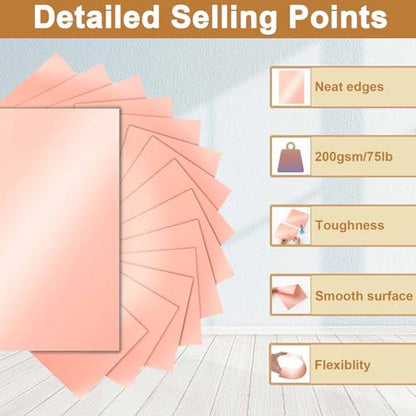 Silunkia 100 Sheets Pink Shimmer Cardstock 8.5 x 11 Crafts Paper, 200gsm/75lb Glossy Paper Card Stock for DIY Cards Making, Valentine's Day Cards, Wedding Invitations, Menus - color: Pink, size: 100 Sheets