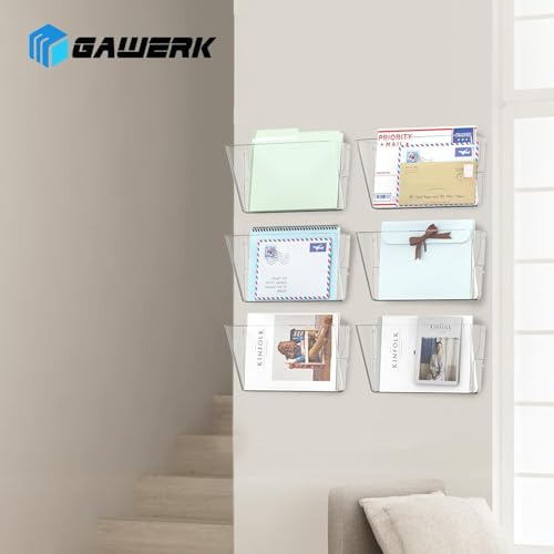Gawerk Clear Acrylic Single Pocket, Plastic Hanging Wall Mount File Holder for Office Home (Clear, 2 Pack) - color: Clear, size: 2 Pack