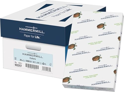 Hammermill Colored Paper, 20 lb Blue Printer Paper, 8.5 x 14 - Made in the USA, Pastel Paper, 103317R - 1 Ream (500 Sheets) - color: Blue, size: 1 Ream | 500 Sheets, style: Legal (8.5x14)