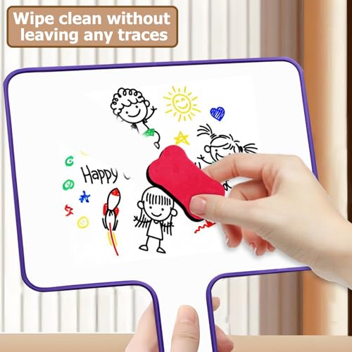 Dry Erase Paddles Handheld with Erasers Portable Double Sided Whiteboard Answer Board Auction Paddles for Students Teachers Classroom Office (Purple) - color: Purple