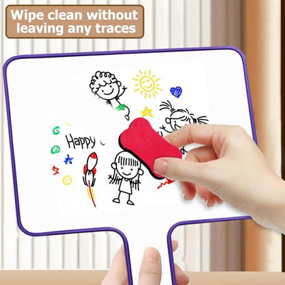 Dry Erase Paddles Handheld with Erasers Portable Double Sided Whiteboard Answer Board Auction Paddles for Students Teachers Classroom Office (Purple) - color: Purple