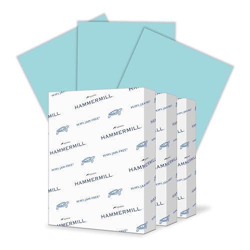 Hammermill Colored Paper, 20 lb Blue Printer Paper, 8.5 x 11-3 Ream (1,500 Sheets) - Made in the USA, Pastel Paper - color: Blue, size: 3 Ream | 1500 Sheets, style: Letter (8.5x11)