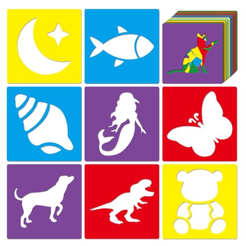 24 Piece Stencils for Kids Stencils for Painting Sidewalk Chalk Stencil Outdoor Garden Themed Stencil Kids Style Collection-5in - size: 5in
