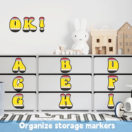 150 PCS Large 6" Bulletin Board Letters Set, Pencil Themed Classroom Alphabet Cutout Letter for Bulletin Board Display Home School, A Great Helper to Inspire Students' Learning Interest - style: Pencil Themed