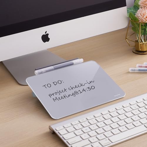 Small Desktop Glass Dry-Erase Whiteboard - 8 X 6 Inches Tabletop Easel Whiteboard with Stand, Desk Board Buddy for Artist, Teacher and Student - color: 8 X 6 Inches - Gray