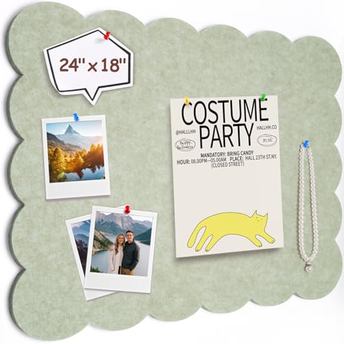 Felt Bulletin Board 24" x 18" Cork Board Alternative,Decorative Felt Pin Board Foldable Cork Boards for Walls Self-Adhesive Cork Board for Home Office Classroom Pin Board (Sage Green) - color: Sage Green, size: 24" x 18"