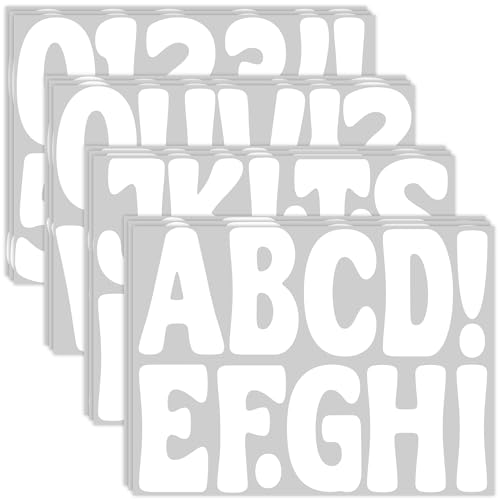 Letter Stickers Large Bulletin Board Letters for Classroom, 12 Sheets 129 Pcs Alphabet Stickers Big Self Adhesive Vinyl Letter Stickers for Poster Board Display Chalkboard Mailbox Decor (White,4 Inch) - color: White, size: 4 Inch