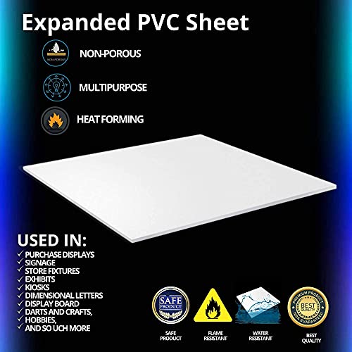 Performore - Expanded PVC Sheet - Lightweight Rigid Foam - 25mm (1-Inch) - 12 x 24 inches - White - Ideal for Signage, Displays, and Digital/Screen Printing