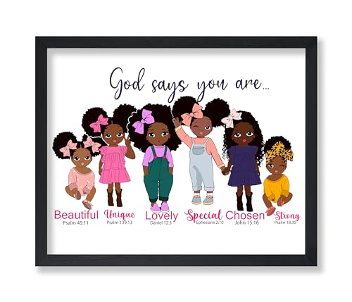 Poster Master God Says You Are Poster - Bible Verse Print - African American Art - Afro Boys Art - Gift for Men, Women & Parents - Inspiring Decor for Bedroom or Kid's Room - 8x10 UNFRAMED Wall Art - color: Style-10, size: 8"L x 10"W
