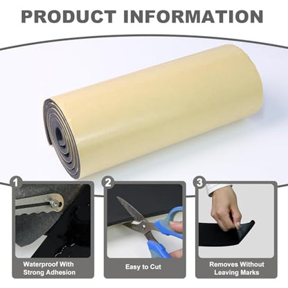 Closed Cell Insulation Neoprene Foam Sheet, 13 in x 80 in x 3/4 in Soundproof Foam Rubber Sheet with Adhesive, Multi-Function Waterproof Foam Padding - color: Black, size: 13 in x 80 in x 3/4 in
