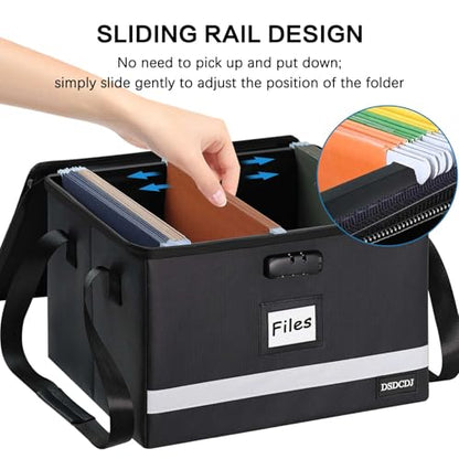 Fireproof File Box with Lock, Upgraded Fireproof Document Box with Reflective Strip, Portable File Organizer Filing Cabinet with Handle for Hanging Letter/Legal Folder, 15.5" x 12.3" x 10.5" | Fireproof - size: 15.5" x 12.3" x 10.5", style: Black1 Pack-23