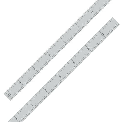 PEC Tools Steel Rule, 12 Inch, Flexible, 4R (1/8",1/16",1/32",1/64") Satin Chrome Finish, Made in USA - color: Carbon Steel-Flexible, size: 12"