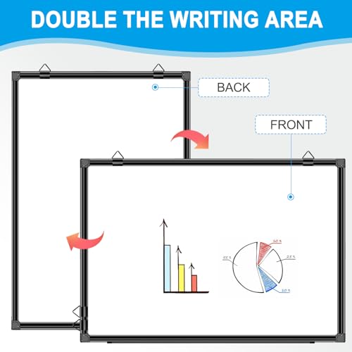 H-Qprobd 36"x24" White Board for Wall Double-Sided Magnetic Dry Erase Board with Black Aluminum Frame, Presentation Whiteboard Suitable for Home, Office, Classroom & Kitchen - size: 36"W x 24"H