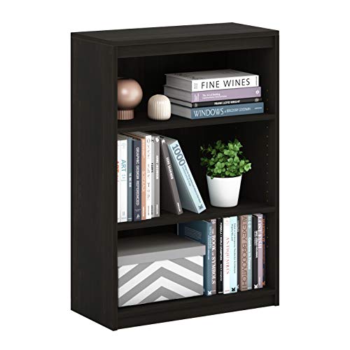 Furinno Gruen Book Shelf, 3-Tier Book Shelf, Bookcase with Adjustable Shelves, 11.7 x 24.5 x 35.9, for Organization and Storage, for Living Room, Bedroom, Home Office, Espresso - color: Espresso, size: 3-Tier, 24.5" Wide, Adjustable