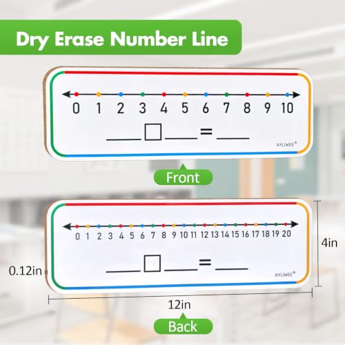 4"x12" Double Sided Number Line Dry Erase Board (0-10 & 0-20) | Math Manipulatives, Addition Subtraction Practice Tool, Student Desk Whiteboard, For Classroom Supplies, 1 Pack - size: 1 Pack