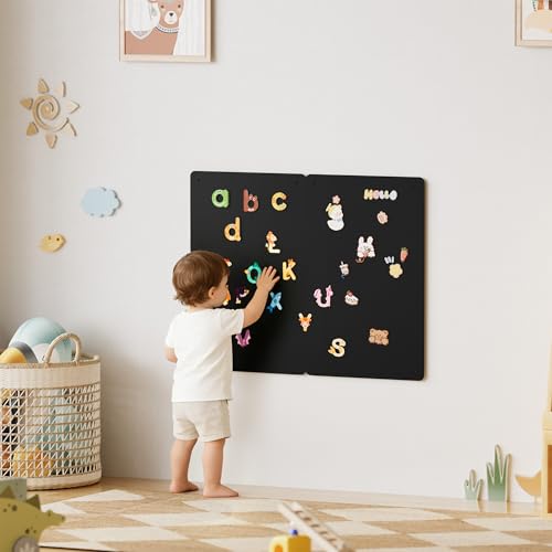 2 Pack Magnetic Board for Wall, 17.5" x 11.4" Magnet Bulletin Memo Board, Metal Sheets to Display Magnetic Letter Number Souvenir, Notes, Poetry, Photos, Black - color: Black