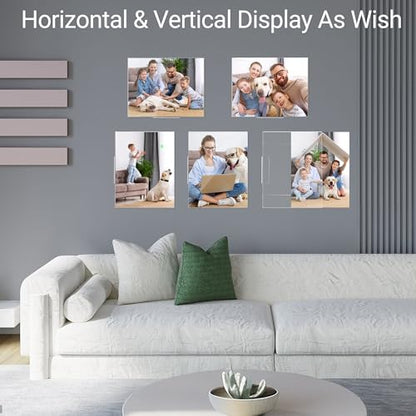 12 Pack Acrylic Sign Holder 8.5 x 11 Wall Mount, Vertical & Horizontal Use, Wall Sign Holder Memo Document Menu Holder for Office Store Restaurants Wedding Party Decoration, No Drilling