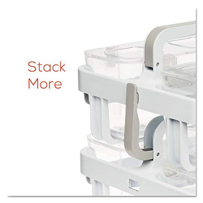 deflecto Stackable Caddy Organizer with S, M and L Containers, Plastic, 10.5 x 14 x 6.5, White Caddy/Clear Containers