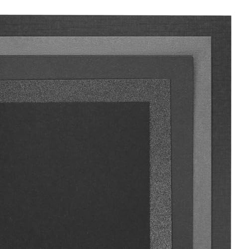 Accent Design Paper Accents Variety Pack, Back in Black Cardstock, 12x12 Inch, 10 Sheets, 5 Different Black Cardstocks, Scrapbooking Cards and Crafts - color: Back in Black