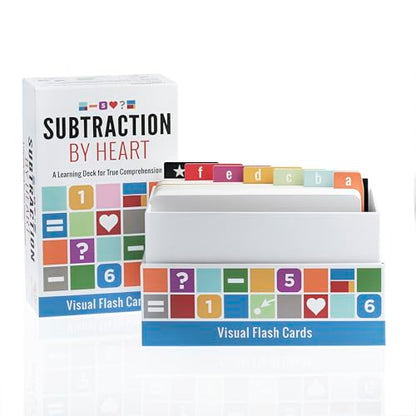 Math for Love Subtraction by Heart | Subtraction Flash Cards for Kids Grades K–3 | Visual Spaced Repetition for Fact Mastery | 145 Cards, 3 Decks