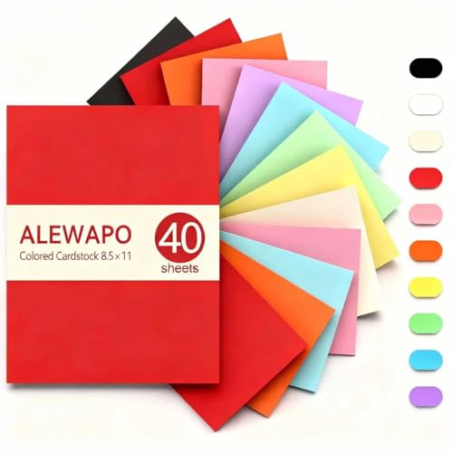 Colored Cardstock 8.5 x 11 Assorted, 40 Sheets, 10 Colors Colored Copy Paper, 75 LB/200 GSM Construction Paper, ThickPaper Cardstock 8.5 x 11 - color: Multicolored