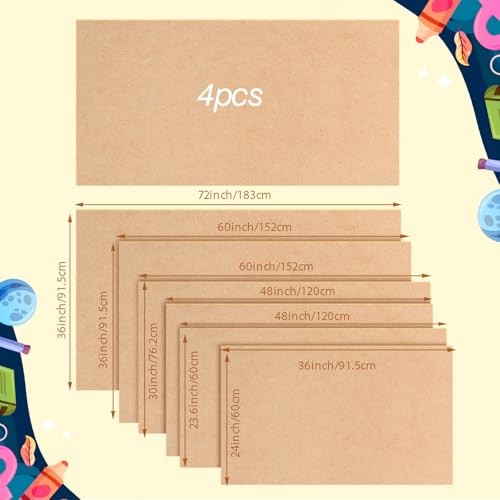 Tatuo 4 Pcs 30" x 48" Large Blank Brown Paper Banners for Teacher Appreciation Poster Crafts Decoration 120gsm Thick Kraft Paper Banner for Summer Camp Activities Wedding Baby Shower Party Decor - size: 30" X 48"