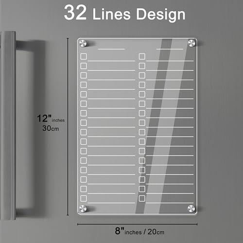 Acrylic Magnetic Dry Erase Board for Fridge, 12"X8" Clear Magnetic to Do List White Board, Acrylic Dry Erase to Do List for Refrigerator, Magnet Whiteboard with 5 Markers - style: 12x8'' List