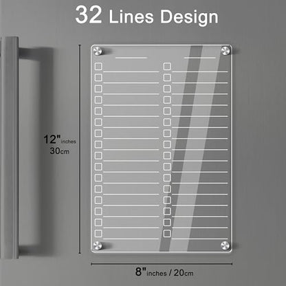 Acrylic Magnetic Dry Erase Board for Fridge, 12"X8" Clear Magnetic to Do List White Board, Acrylic Dry Erase to Do List for Refrigerator, Magnet Whiteboard with 5 Markers - style: 12x8'' List