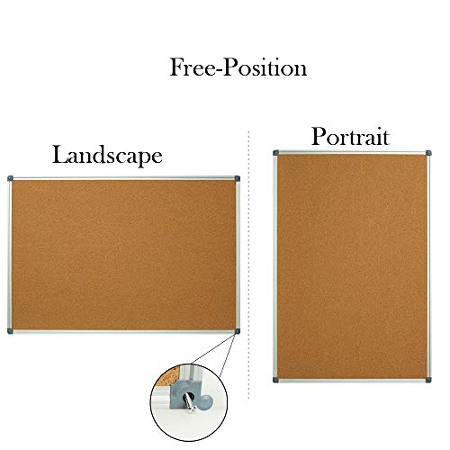 Lockways Cork Board Bulletin Board, 2 Pack Double Sided Corkboard 36" x 24", Wall-Mounted Silver Aluminum Message Presentation Notice Board 3 x 2 Feet - size: 2 Pack 36 x 24 Inch