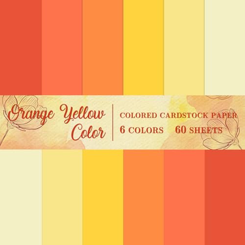 60 Sheet 8.5 x 11 Inch Orange Yellow Card Stock Paper Fall Gradient Color Scrapbook Paper for Autumn Prints DIY Art Crafts Office Home Supplies, 65lb - color: Orange Yellow