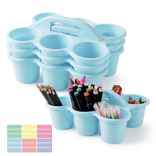 Classroom Caddy for School, Kidsroom, Pencil Holder, Plastic Cup Caddy for Drink Delivery, Blue, 4 Pack - color: Blue-4pack