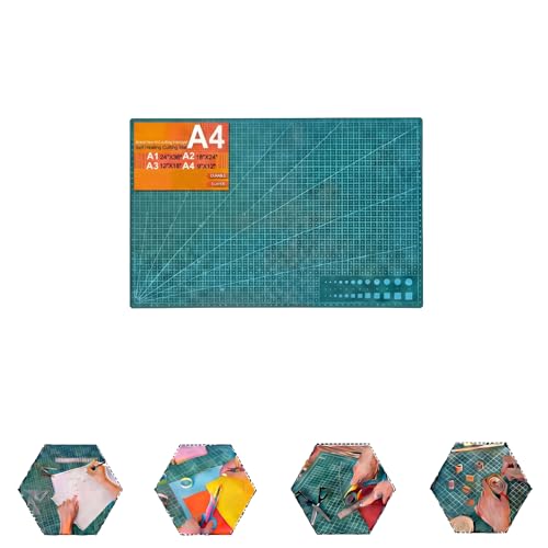 THMINS Self-Healing Sewing Mat, 9"12", 5-Ply Double-Sided Rotating Cutting Mat for Precision Sewing, Fabric Cutting, Crafts and Scrapbooking, A4, Green - size: 9"×12"