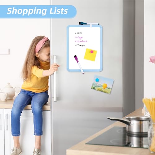 VUSIGN Small White Board Dry Erase, 8.5'' x 11'' Magnetic Dry Erase Board, Mini Whiteboard with Markers for Students, Fridge, Wall, Locker, Blue - color: H-blue