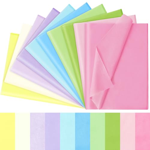 120 Sheets Pastel Tissue Paper for Gift Bags Wrapping, Art Tissue Paper Bulk for Weddings Birthday Party Crafts Decoration, 10 Colors - color: Pastel