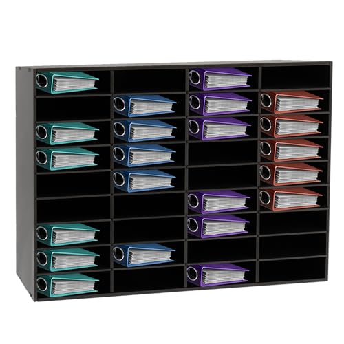 27 Compartments Literature Organizer, Desktop File Sorter Mail Center Paper Storage Cabinet Classroom Mailbox for Files Documents Papers Magazines(White) (Black 36Slots) - color: Black 36Slots