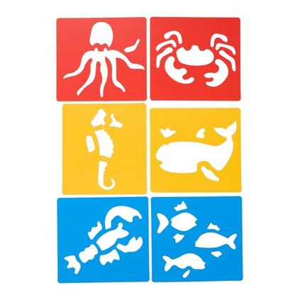 Sea Life Washable Plastic Stencils - Set of 6 - style: Sea Life 6PK