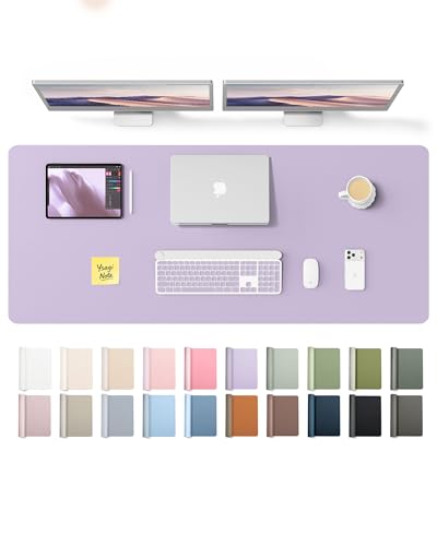 YSAGi Leather Desk Pad Protector, Office Desk Mat, Large Mouse Pad, Non-Slip PU Leather Desk Blotter, Laptop Desk Pad, Waterproof Desk Writing Pad for Office and Home (Light Purple,55" x 17.2") - color: Light Purple, size: 55" x 17.2"