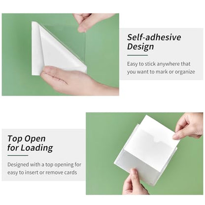 Ohuimrt Storage Bin Labels, 52 Pack, 4" x 4" Index Card | Clear Adhesive Pockets, Top Open, Tote Labels, Card Holder Organizer - size: 4" x 4"