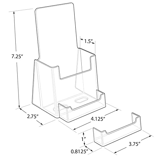 Azar Displays 252922-2PK Counter Trifold Brochure Holder with Business Card Pocket, 2-Pack, Clear - size: 2-Pack, style: Business Card Pocket