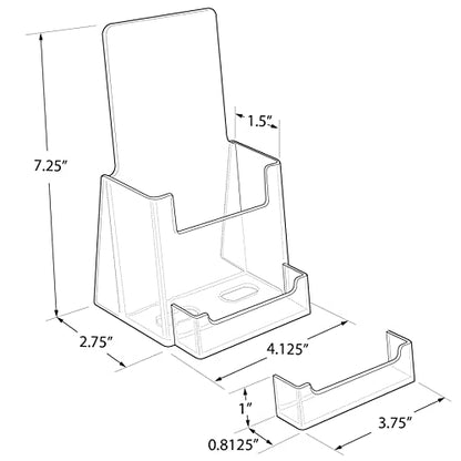 Azar Displays 252922-2PK Counter Trifold Brochure Holder with Business Card Pocket, 2-Pack, Clear - size: 2-Pack, style: Business Card Pocket