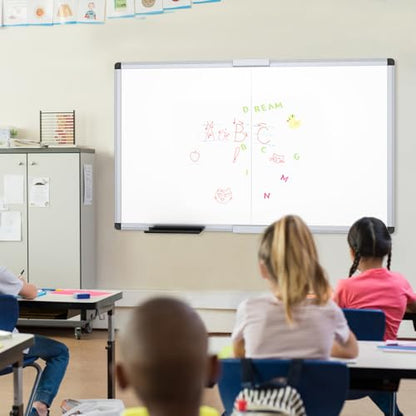 VIZ-PRO Magnetic Dry Erase Board, 72 X 40 Inches, Foldable Wall-Mounted Whiteboard with Silver Aluminum Frame & Marker Tray for School Office and Home - size: 72"W x 40"H