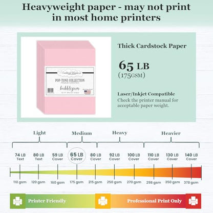 Cardstock Warehouse Pop-Tone Bubblegum Pink Cardstock Paper – 50 Sheets, 8.5 x 11" - 65 lb / 175 GSM Premium Pink Card Stock for Die-cutting, Crafts, Printing, Card Making and DIY Projects - color: Bubblegum Pink