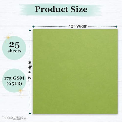 Cardstock Warehouse Pop-Tone Sour Apple Green Cardstock Paper – 25 Sheets, 12 x 12" - 65 lb / 175 GSM Premium Green Card Stock for Die-cutting, Crafts, Scrapbooking, Card Making and DIY Projects - color: Sour Apple Green