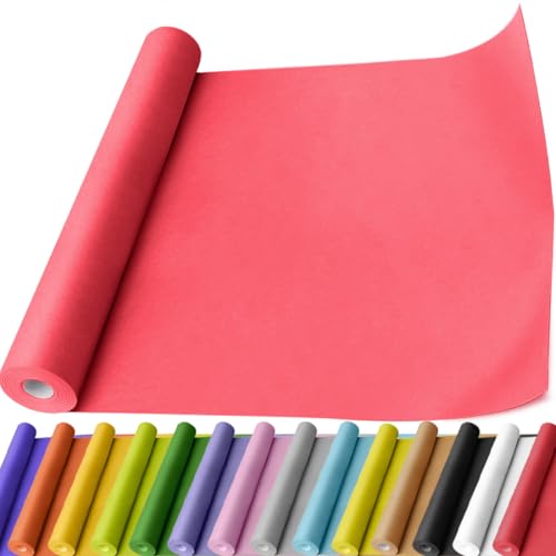 PerkHomy Red Kraft Paper Roll 17.5" x 760" (63') for Gift Wrapping Bouquet Flower Art Painting Craft Writing Packaging Shipping 80GSM 55LB (Red, 17.5" x 63') - color: Red, size: 17.5" x 760"