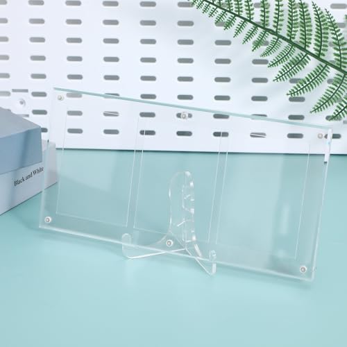 COLLBATH Triple Stand Acrylic Easel Display Stand for Sports Cards and Pictures, Sturdy and Multifunctional Tabletop Holder with Sleek Modern Design for Office Desktop and Home Use