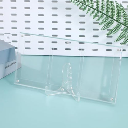 COLLBATH Triple Stand Acrylic Easel Display Stand for Sports Cards and Pictures, Sturdy and Multifunctional Tabletop Holder with Sleek Modern Design for Office Desktop and Home Use
