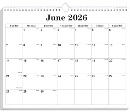 Calendar 2026-27 - Calendar 2026-2027 from July 2026 to December 2027, Spiral Binding Hanging Wall Calendar 2026 for Home/Office, 8.5" x 11", Black - color: Black, size: 8.5" x 11"