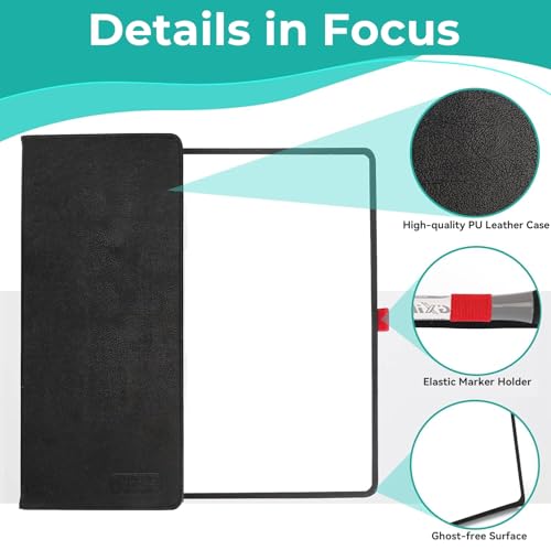 Double-Sided White Board 12x9 inch - Ultra-Thin 0.3" Portable Dry Erase Board with 3 Markers & Anti-Ghosting Surface | Magnetic-Ready | Foldable for Office, School, Travel, Homeschool (Black) - size: Double-A4 Black