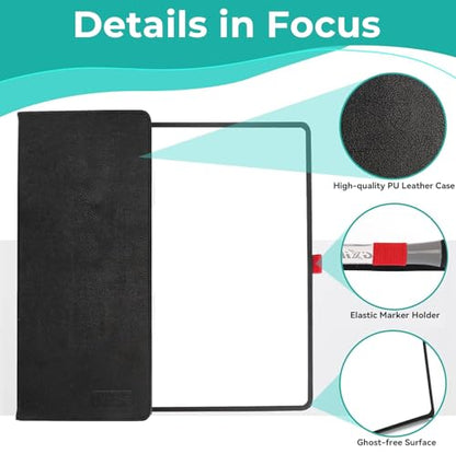 Double-Sided White Board 12x9 inch - Ultra-Thin 0.3" Portable Dry Erase Board with 3 Markers & Anti-Ghosting Surface | Magnetic-Ready | Foldable for Office, School, Travel, Homeschool (Black) - size: Double-A4 Black