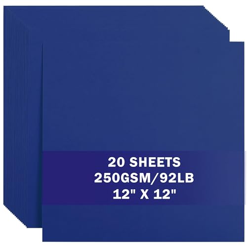 20 Sheets Navy Blue Cardstock 12" x 12" Card Stock 250gsm/92lb Thick Construction Paper for Cricut, Scrapbook, Crafts, Card Making UAP34NB20 - color: Navy Blue
